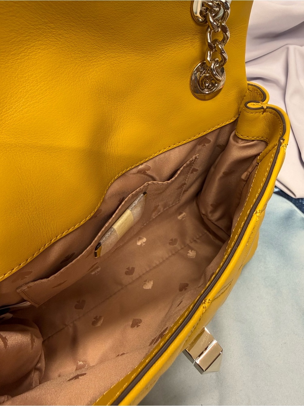 (new+tag) Kate Spade Natalia Quilted Chain Shoulder Bag /Crossbody Golden Yellow - Picture 7 of 14